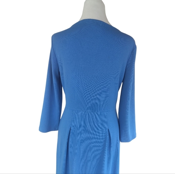 Garnet Hill Cornflower Blue 3/4 Sleeve Ponte Knit Sheath Dress Size 8 - Picture 6 of 9